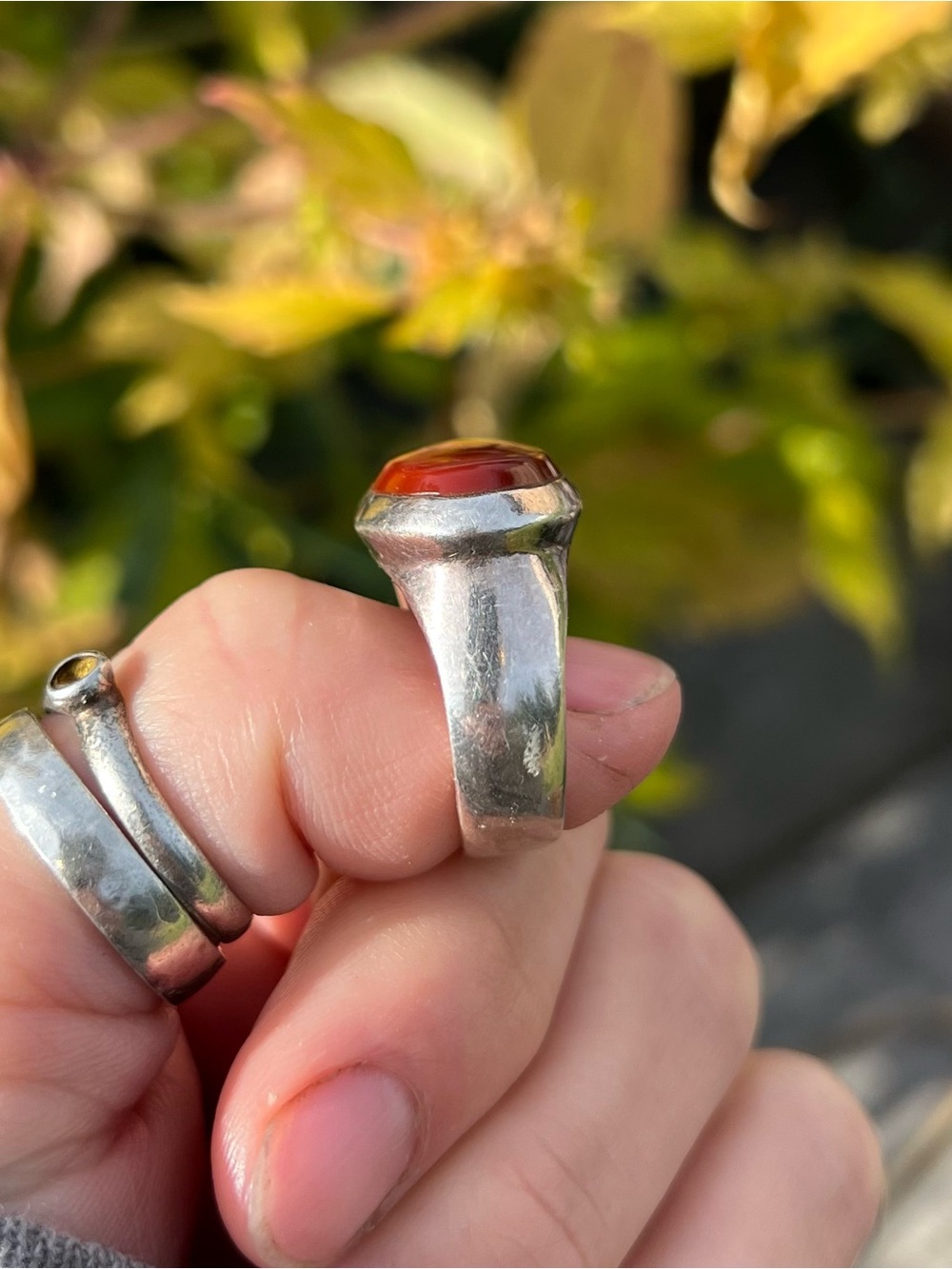 Chunky Silver & Red Ring - Picture 6 of 10